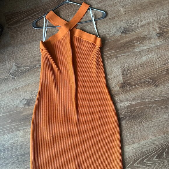 Babaton Orange Halter Dress, Size L - Picture 4 of 4